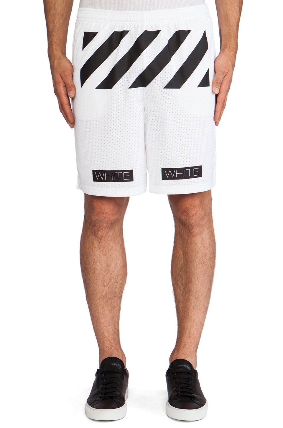 off white mesh shorts