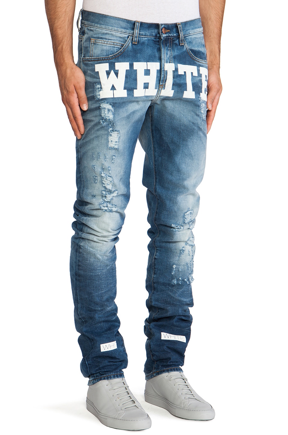 OFF-WHITE Jean with White Text in Vintage Wash | REVOLVE