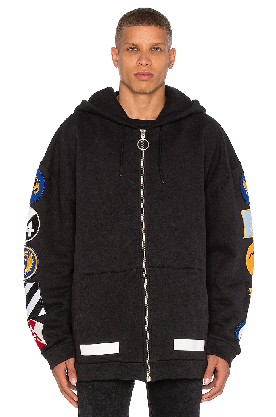 OFF-WHITE Hoodie With Patches in Black & White | REVOLVE