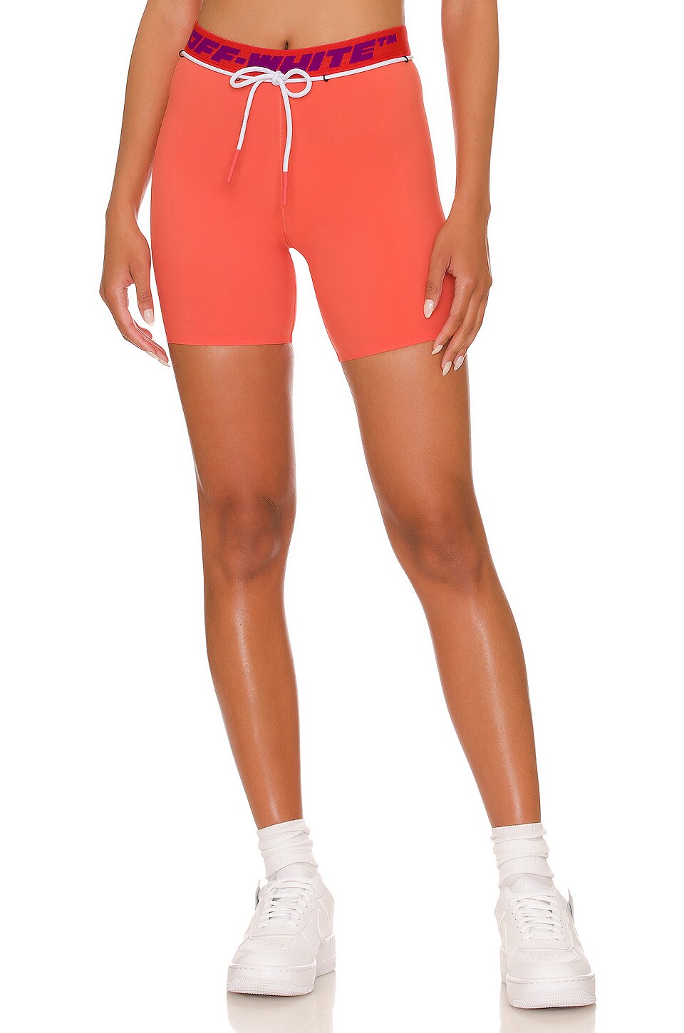 OFF-WHITE Athleisure Logo Band Short in Coral & Red
