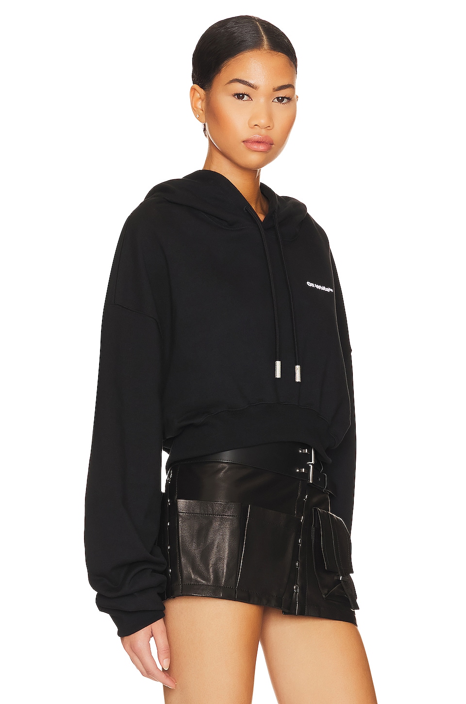OFF-WHITE For All Crop Hoodie in Black & White