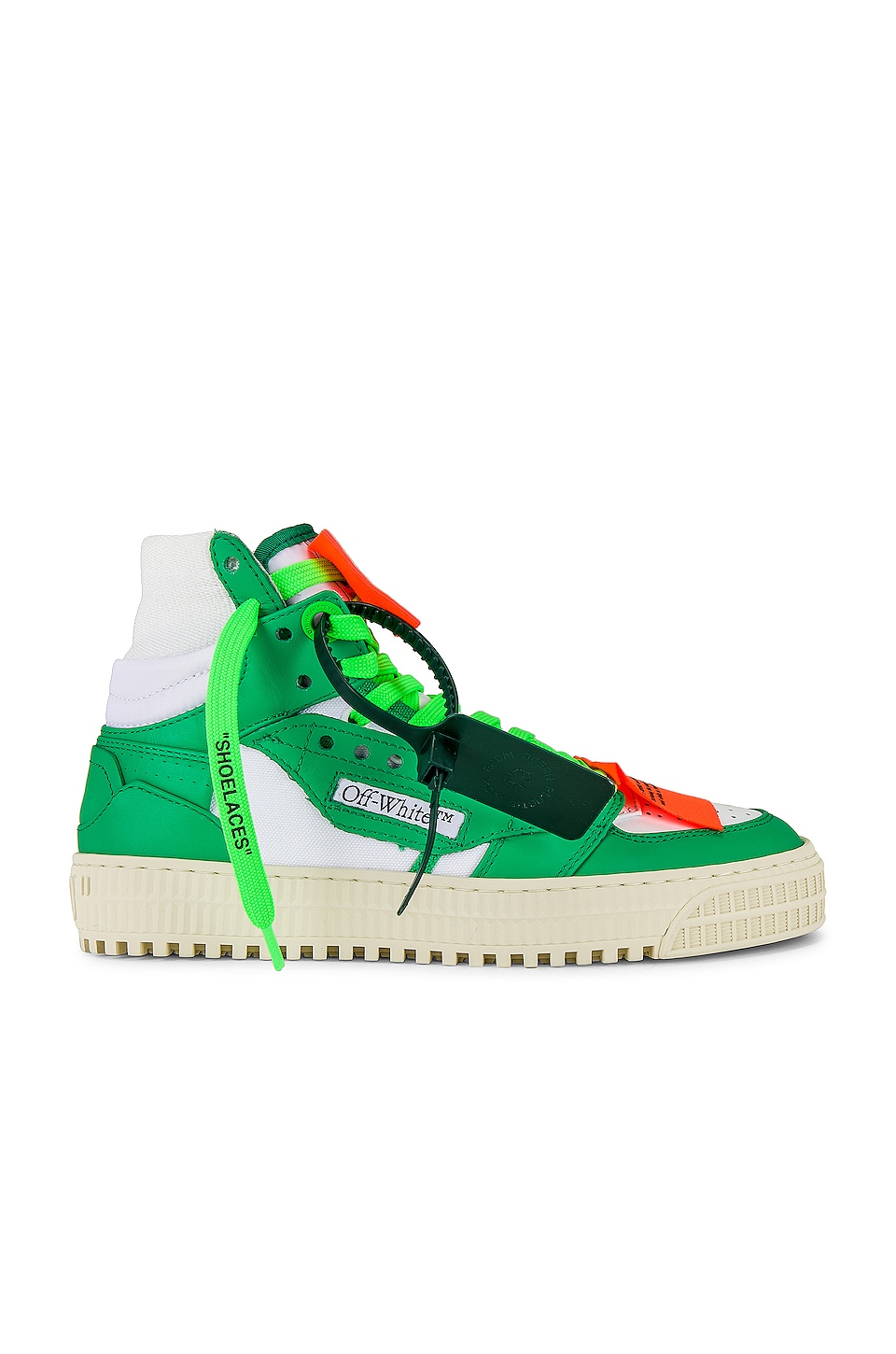 OFFWHITE 3.0 Off Court Leather Sneaker in White & Green REVOLVE