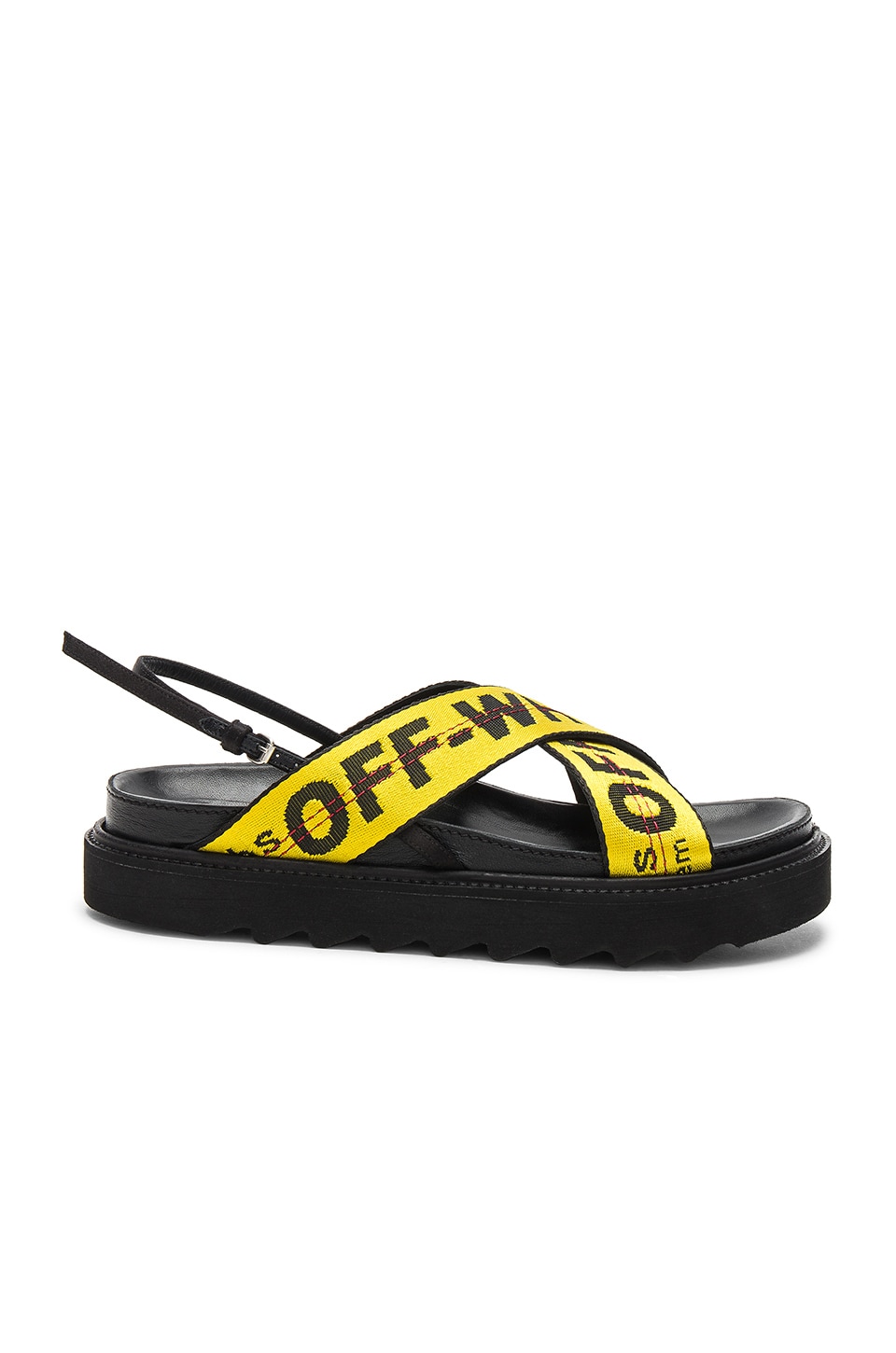 OFF-WHITE Industrial Belt Sandal in Black & Yellow | REVOLVE