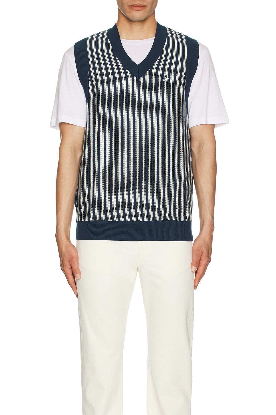 Vertical Stripe Sweater Vest - Thumbnail 4