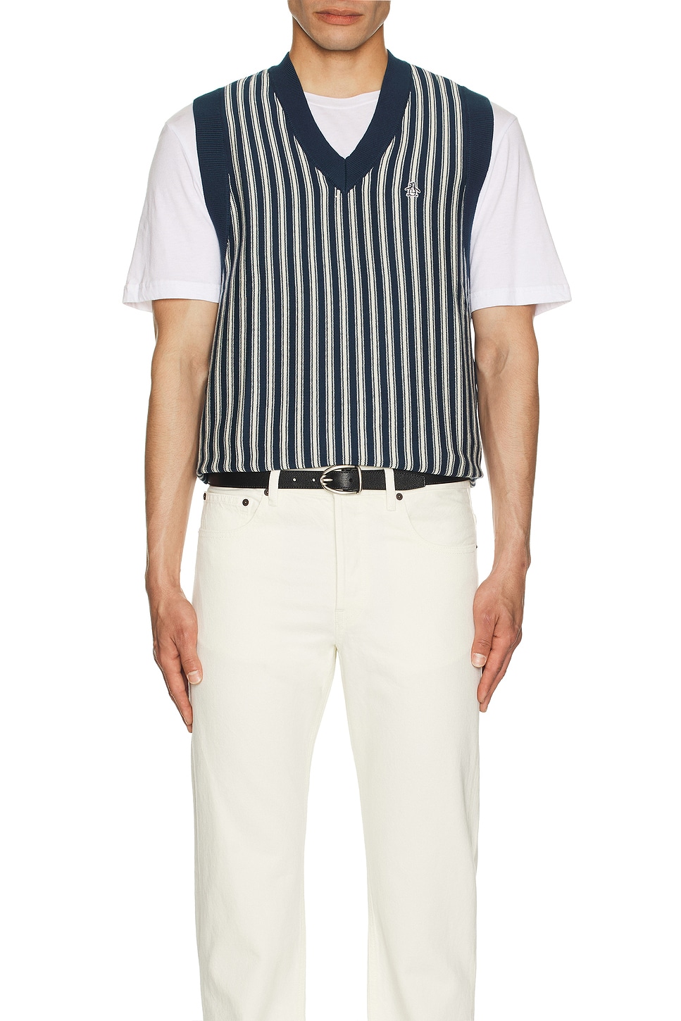 Vertical Stripe Sweater Vest - Thumbnail 5