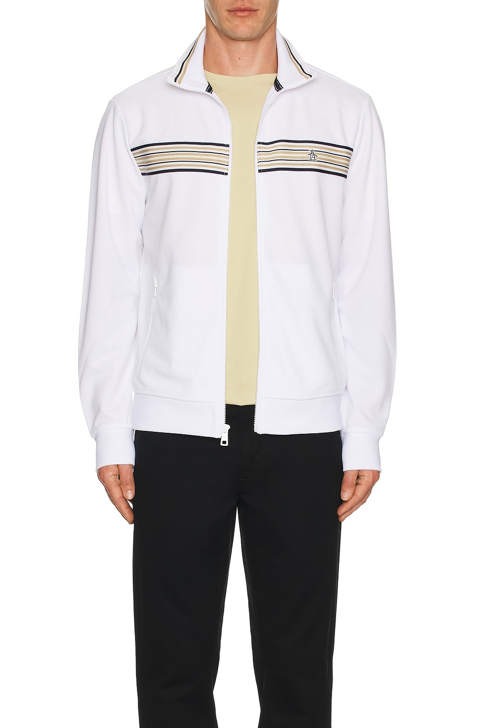 Original Penguin Chest Stripe Tape Track Jacket in Bright Original Penguin Chest Stripe Tape Track Jacket in Bright