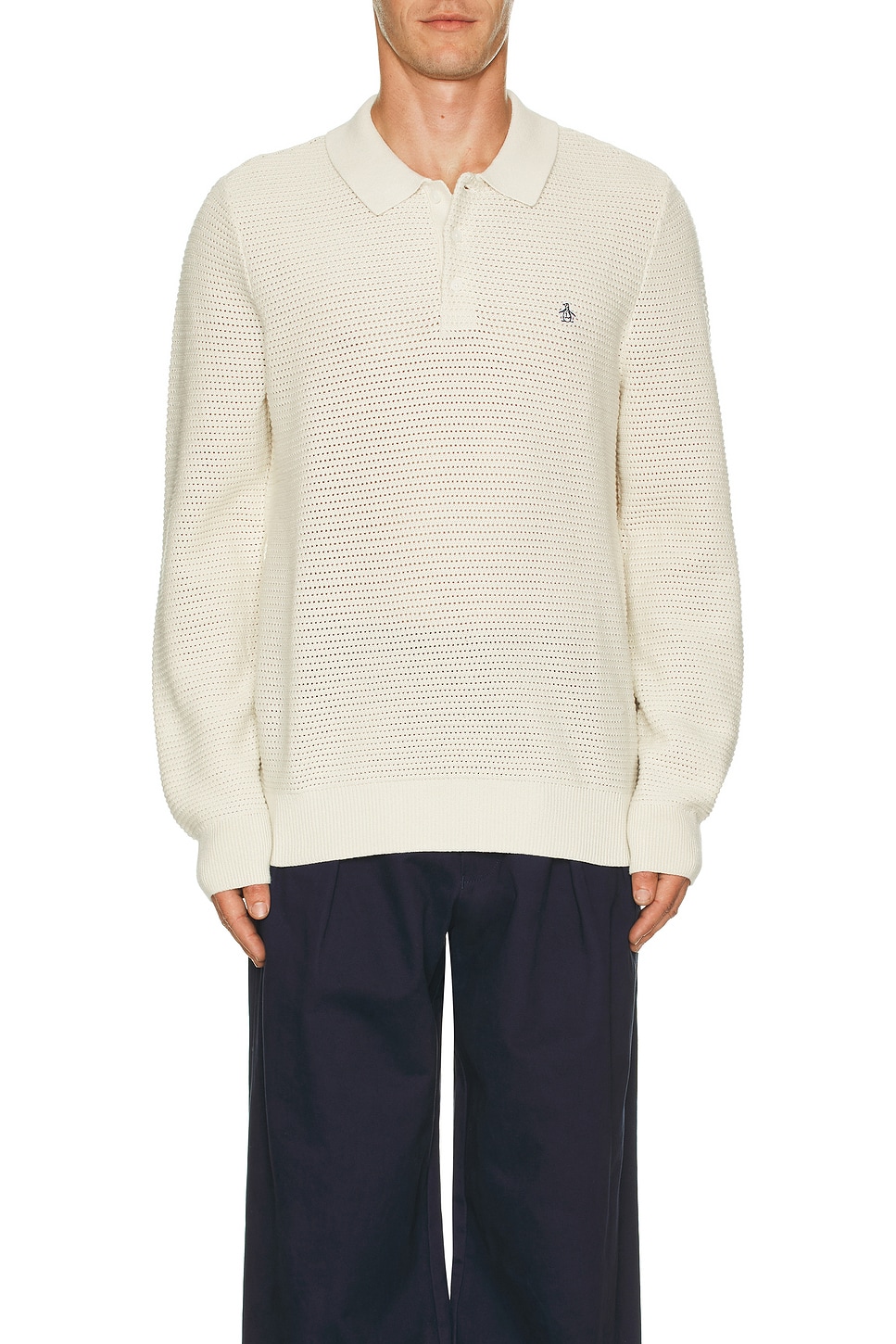 Mesh Long Sleeve Polo - Thumbnail 4