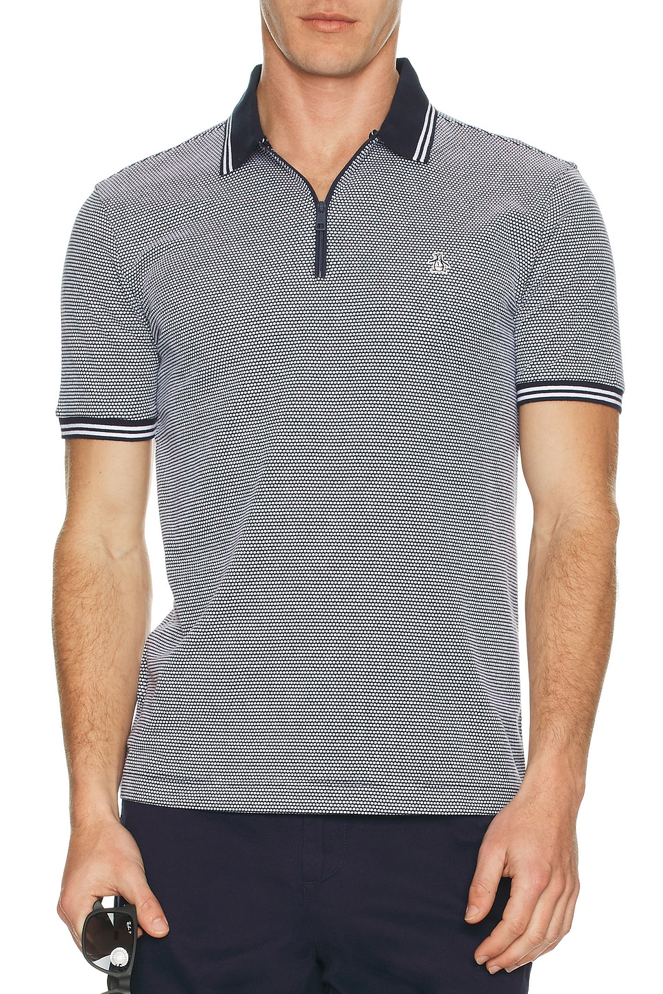 Jacquard 1/4 Zip Tipped Polo - Thumbnail 4