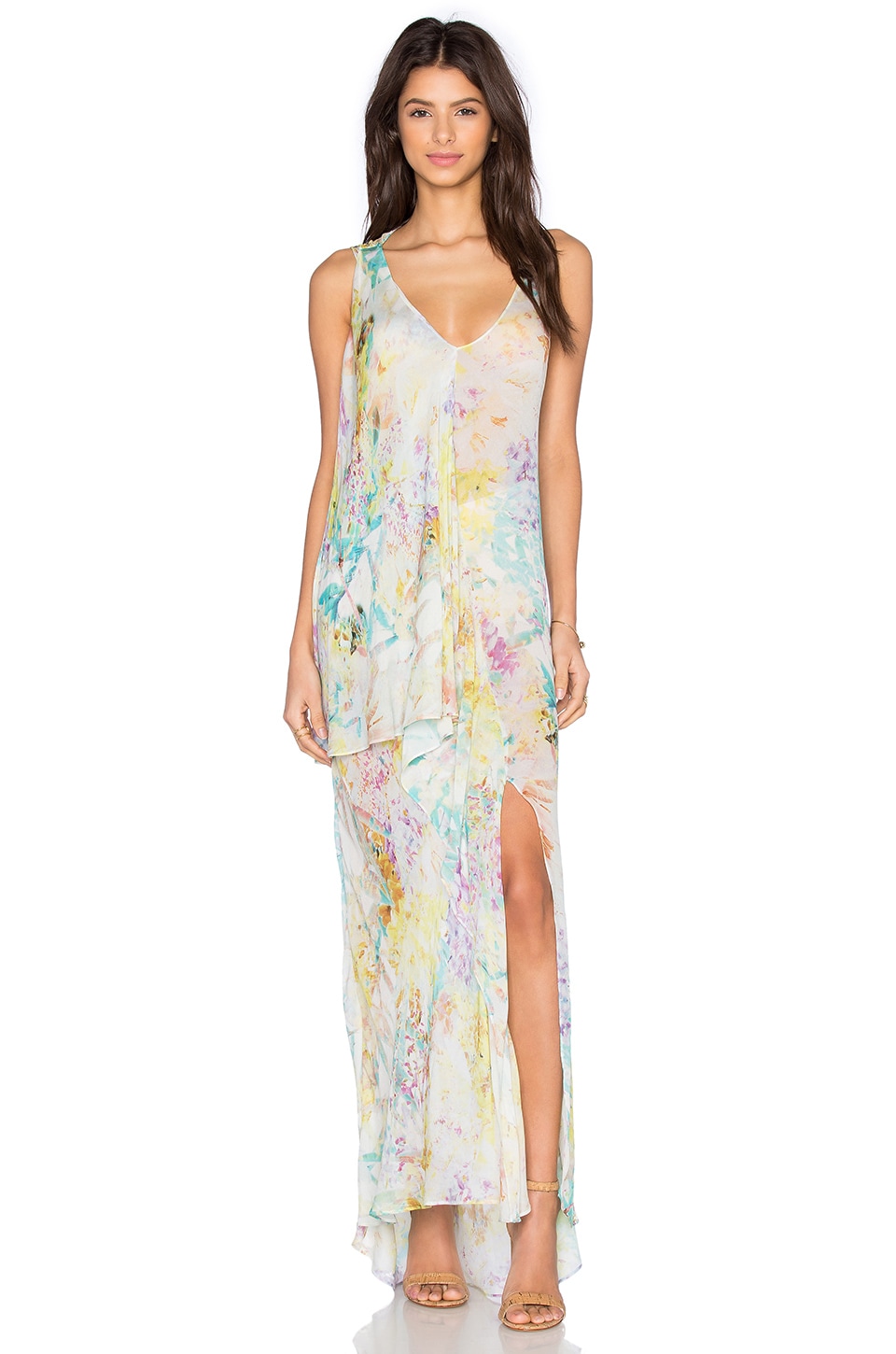 botanical print maxi dress