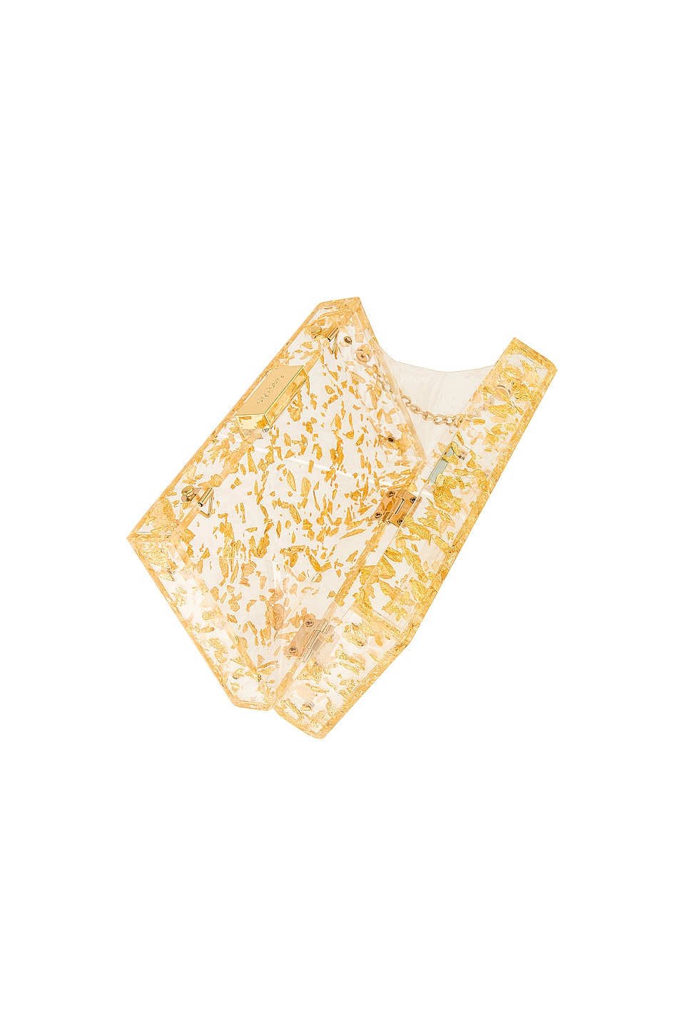 OLGA BERG CARMELLA METALLIC FOIL BOX CLUTCH