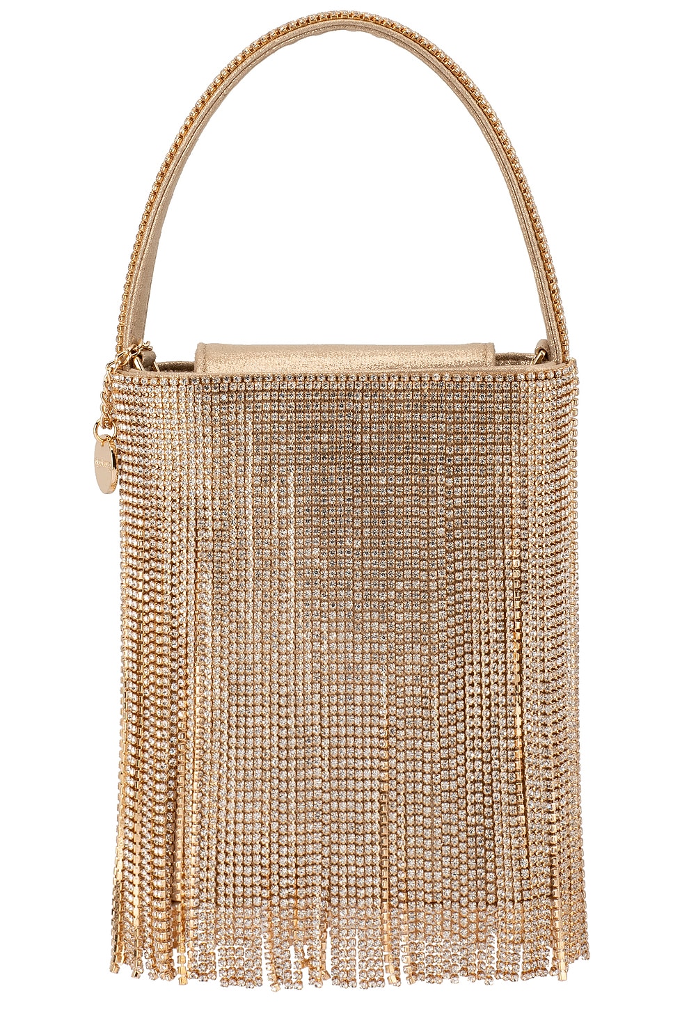 olga berg Billie Crystal Fringe Bag in Champagne | REVOLVE