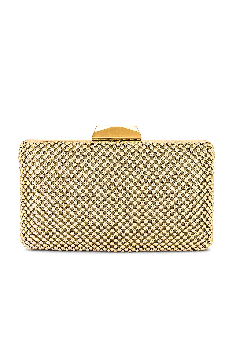 olga berg Natasha Ball Mesh Clutch in Gold