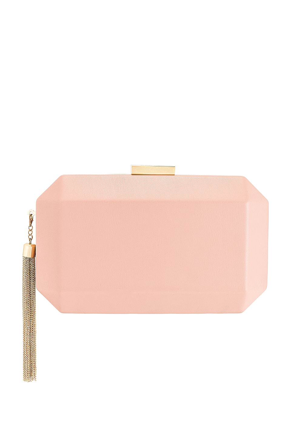 olga berg Lia Facetted Clutch With Tassel in Blush & Gold