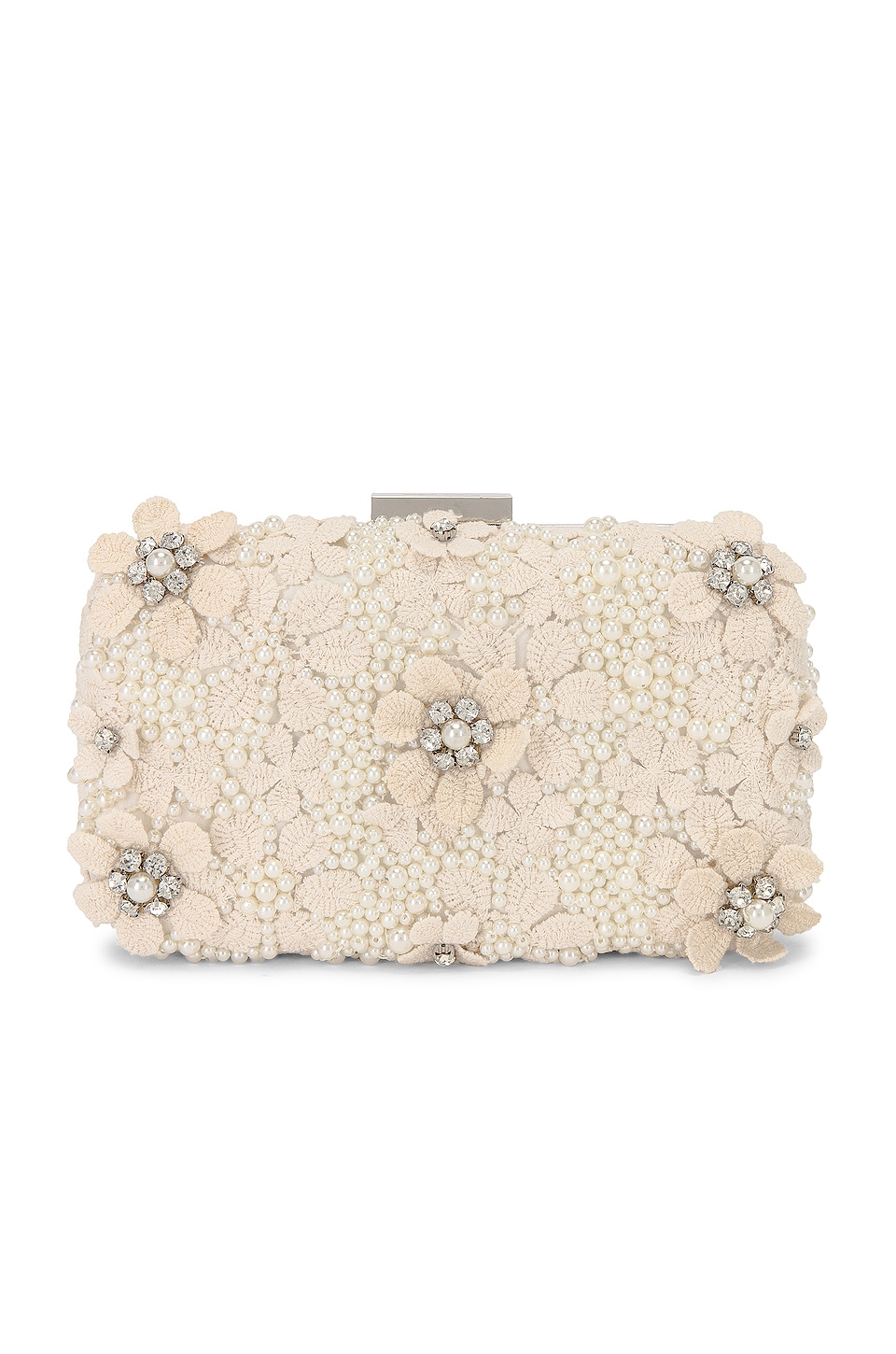 Image 1 of Beth Encrusted Pod Style Clutch in Ivory