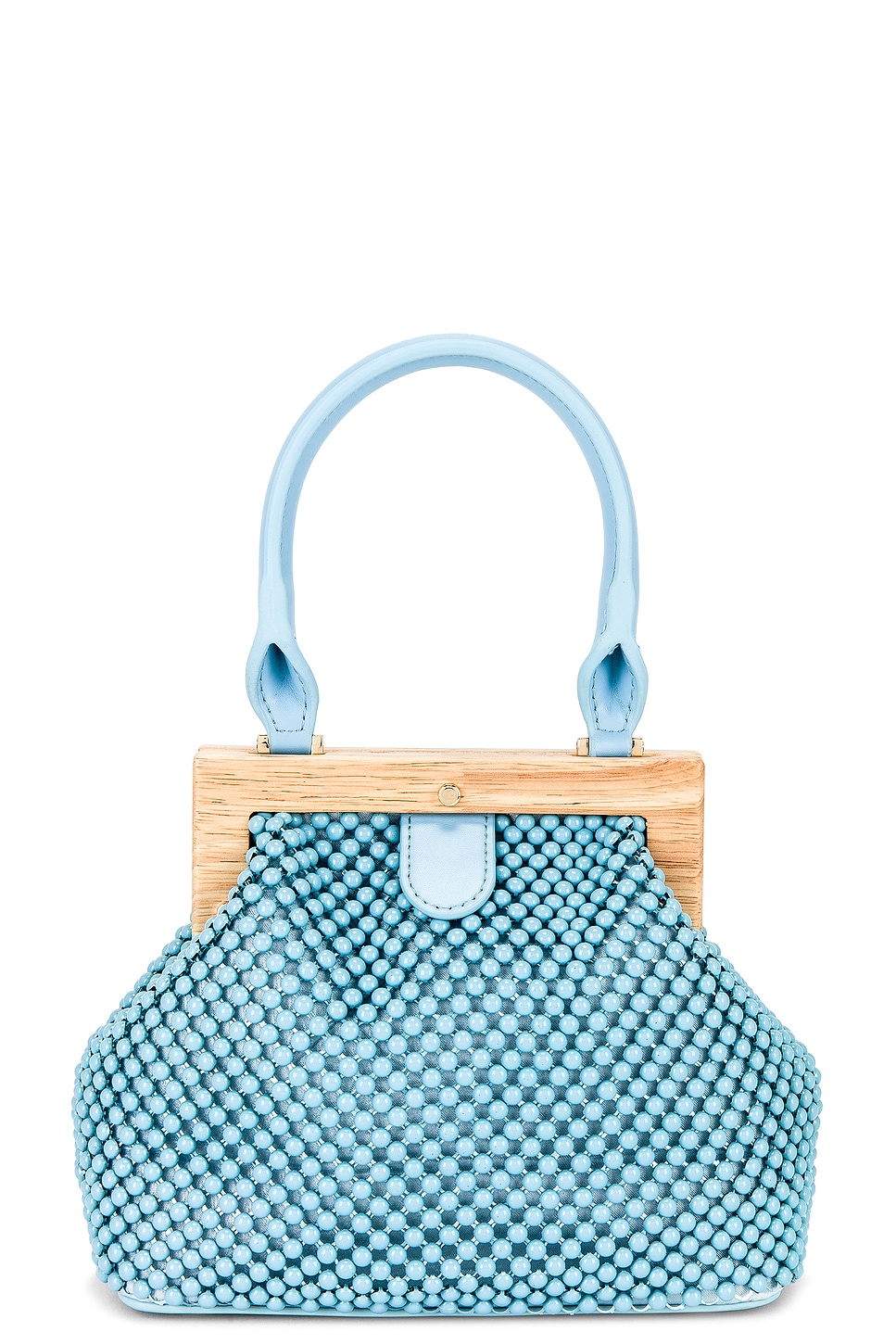 olga berg Marlo Ball Mesh Handle Bag in Blue