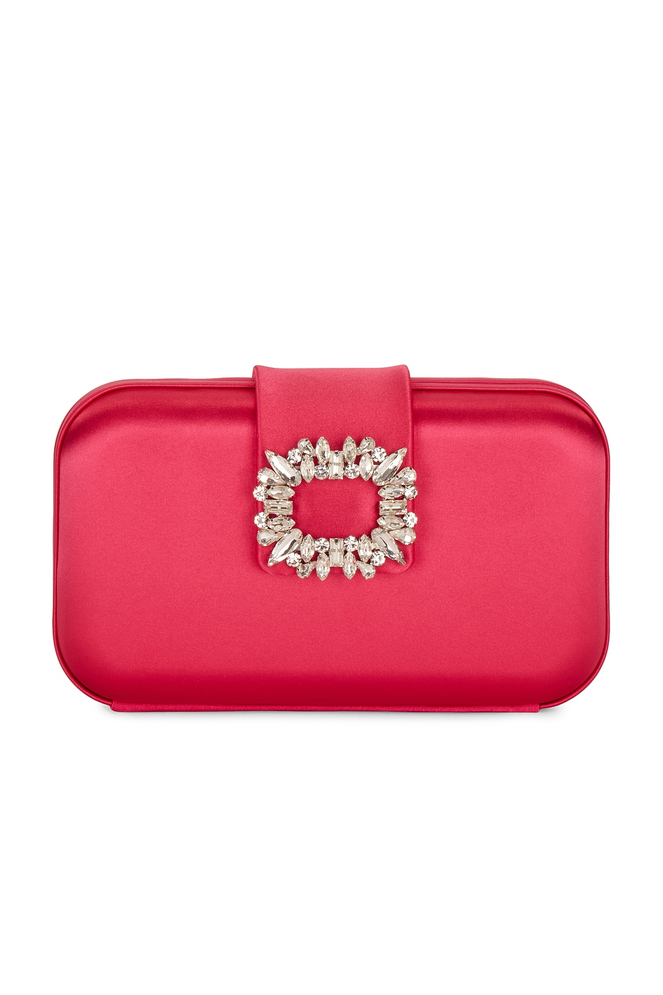 olga berg Emmy Crystal Trim Clutch in Fuchsia | REVOLVE