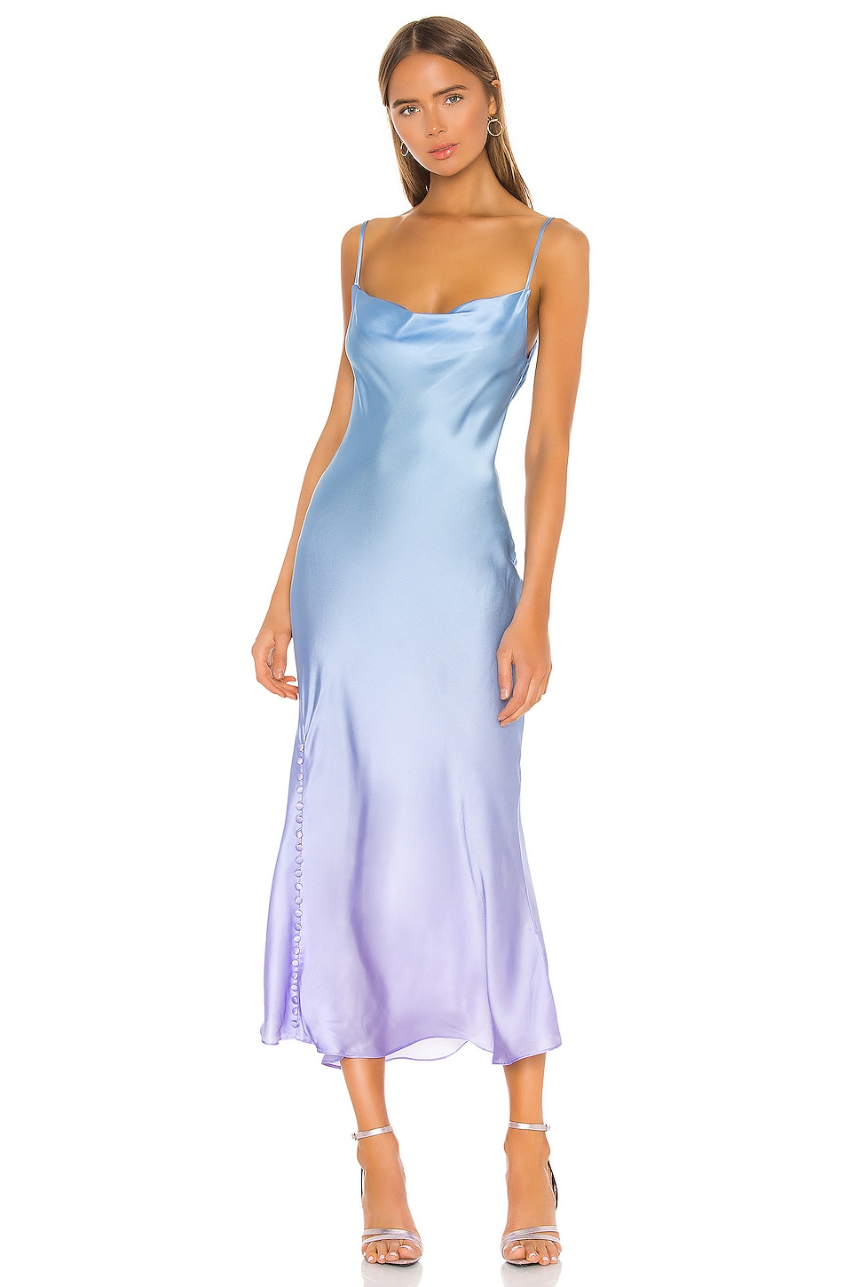 long blue slip dress