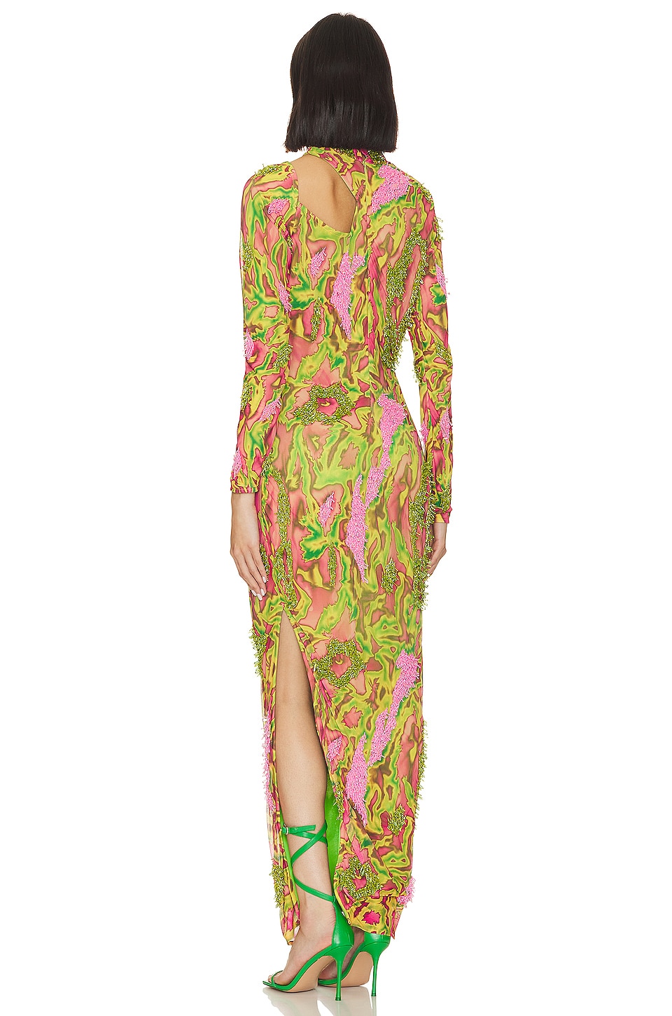 Combo Robe Onalaja ROBE DE SOIRÉE ASYMÉTRIQUE ZUSI en Neon Green & Pink Combo ...