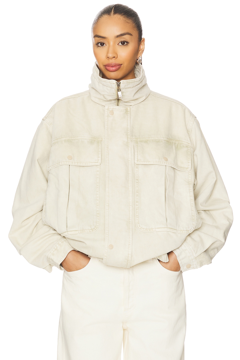 Denim Utility Puffer Jacket