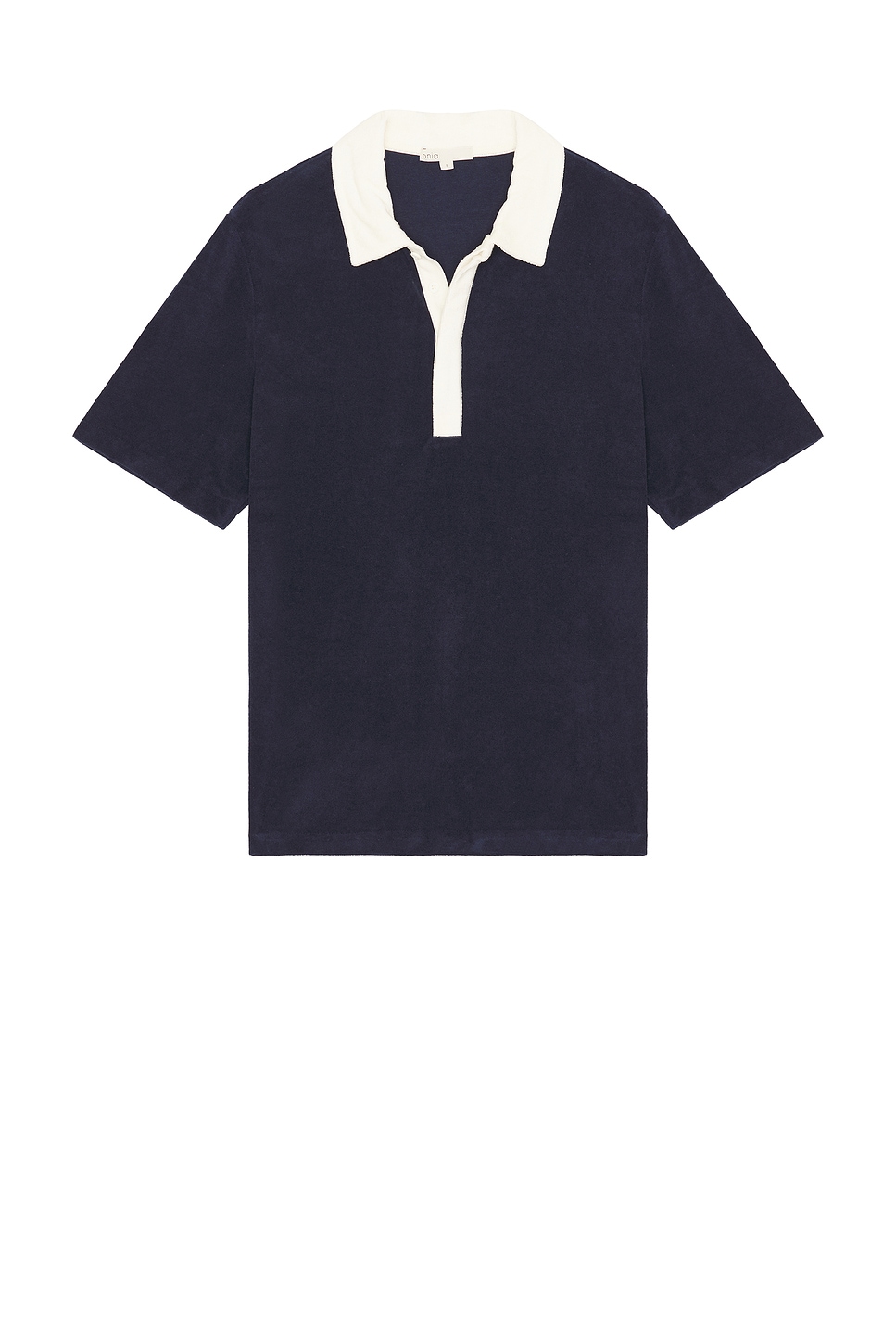 onia Oversized Towel Terry Polo in Egret & Deep Navy | REVOLVE