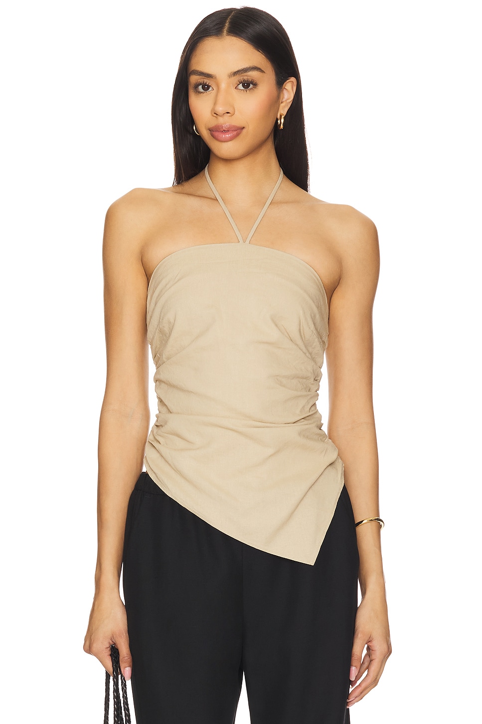 Air Linen Asymmetrical Halter Top