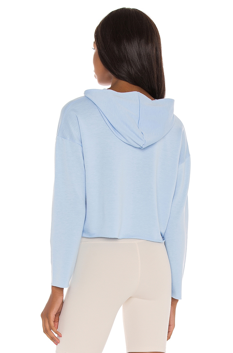 light blue cropped sweatshirt