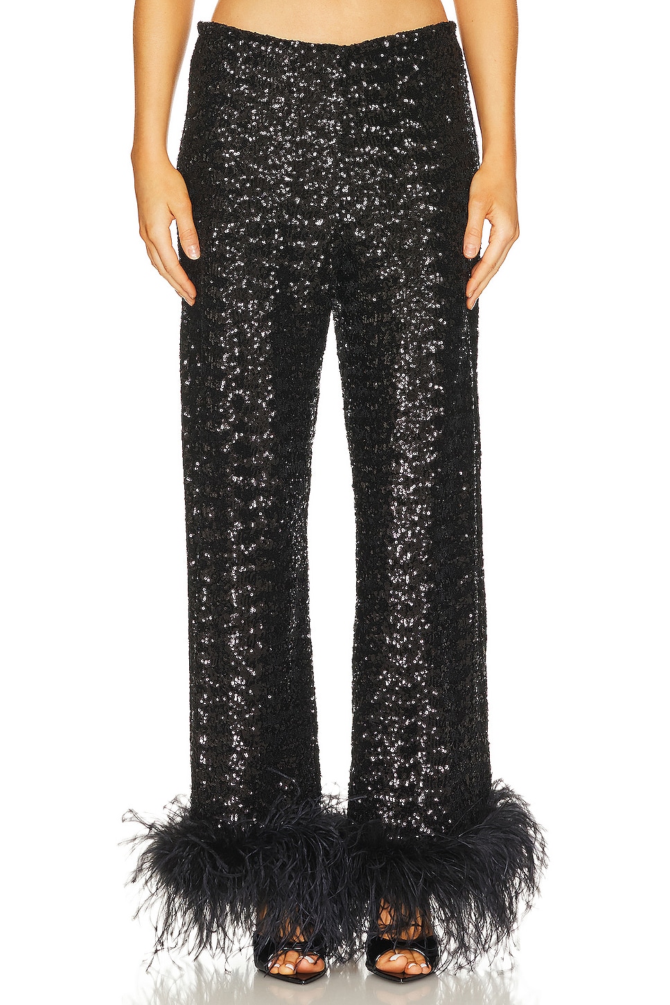 Oseree Paillettes Plumage Pants in Black | REVOLVE