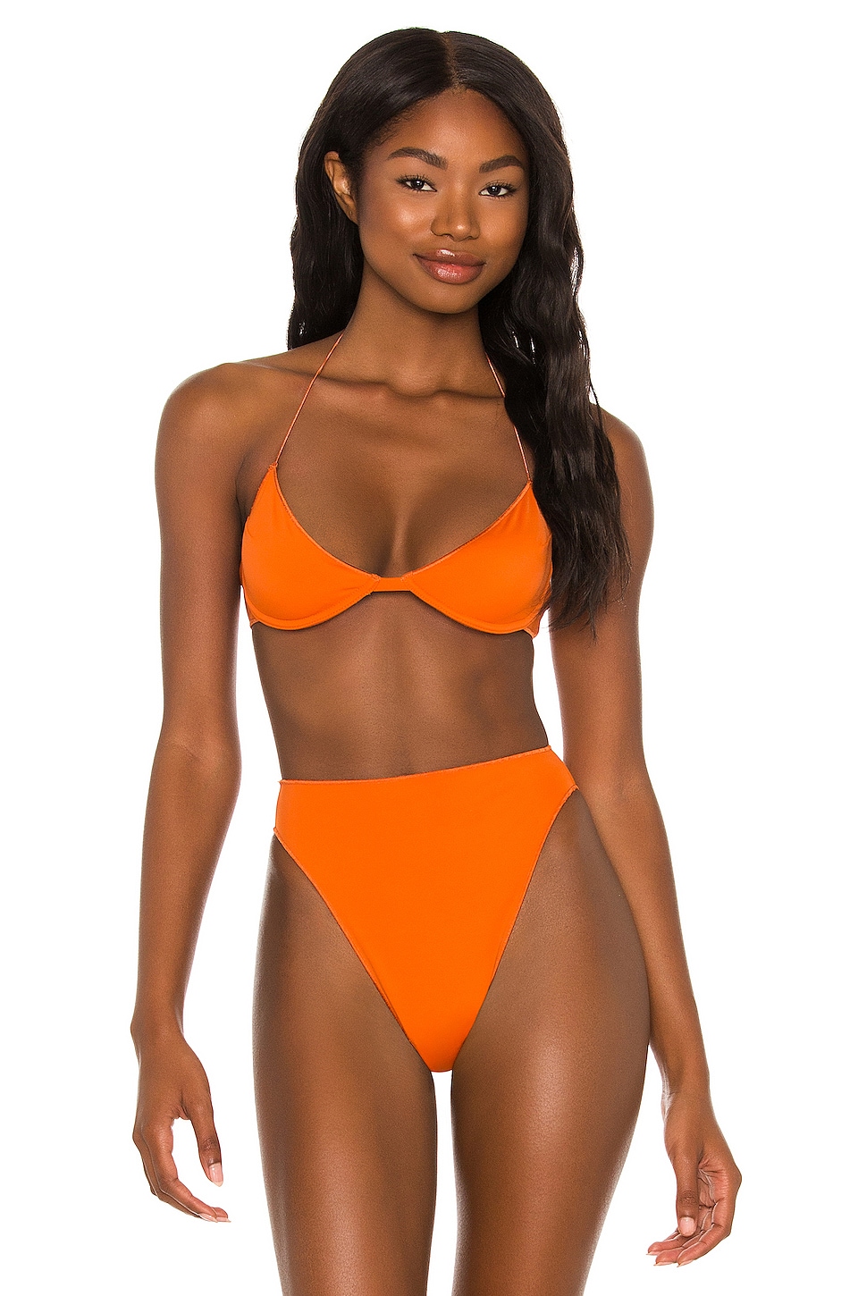 Oseree Eco Basic Balconette Bikini Top in Orange