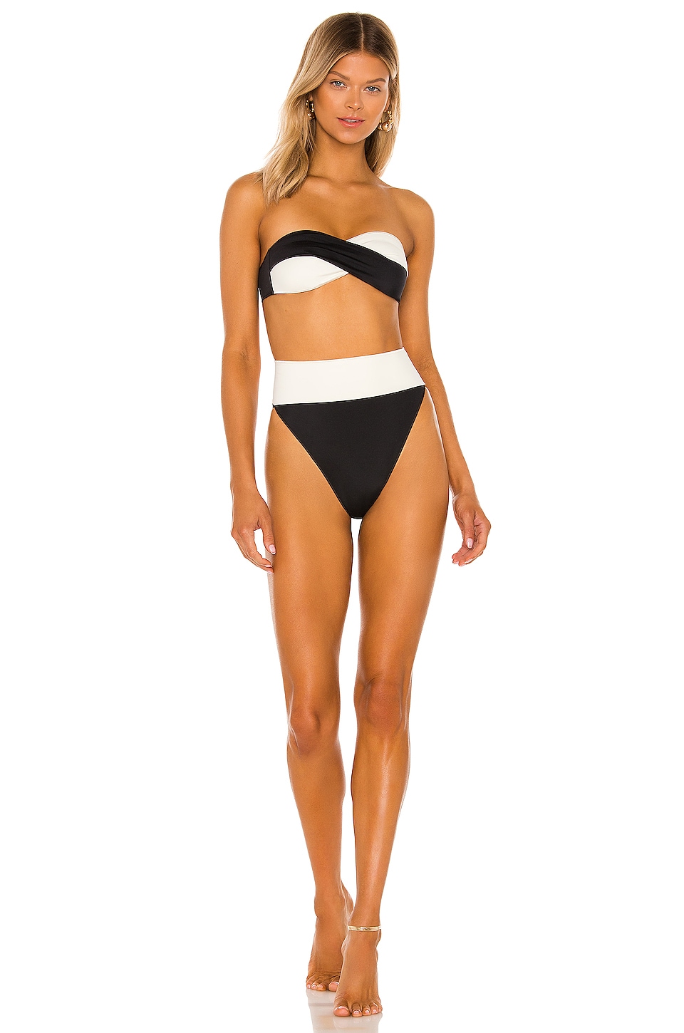 Black Twist Front Supportive Bandeau Bikini Top – Xandra Swimwear