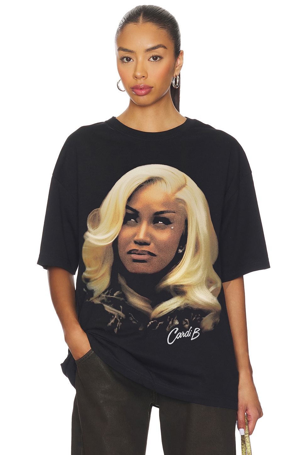 Cardi B Blonde Tee In Black