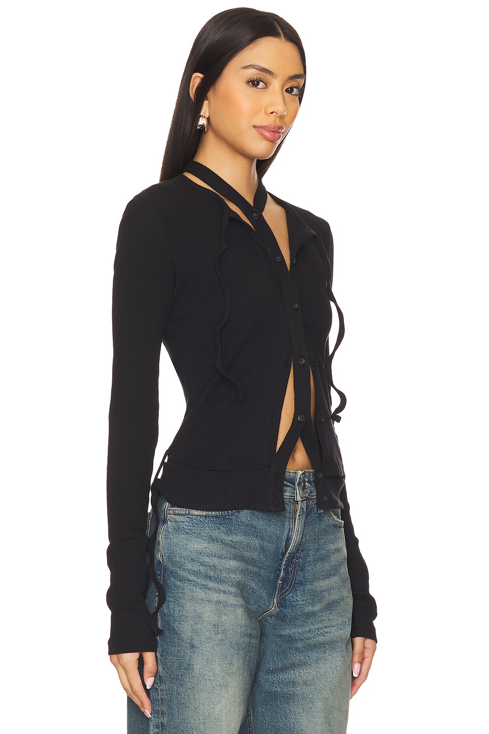 Double Closure Rib Cardigan - Thumbnail 3