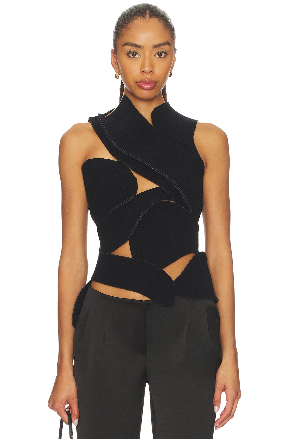 Ottolinger Felted Scuba Cut-out Top in Dark Navy in BLUE | REVOLVE