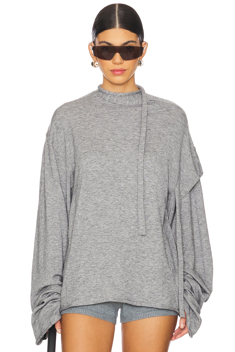 【関税込み】Ottolinger グレー Strap ニット Tシャツ Ottolinger Strap Loose Tee in Grey | REVOLVE
