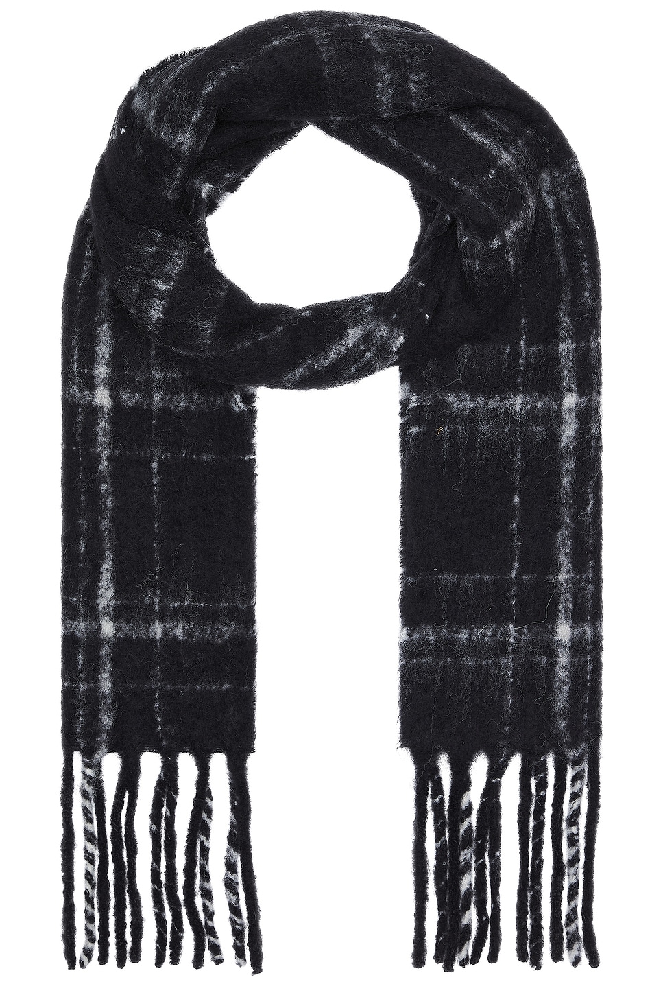 Our Legacy Estate Scarf in Black Fuzzy Alpaca Check | REVOLVE