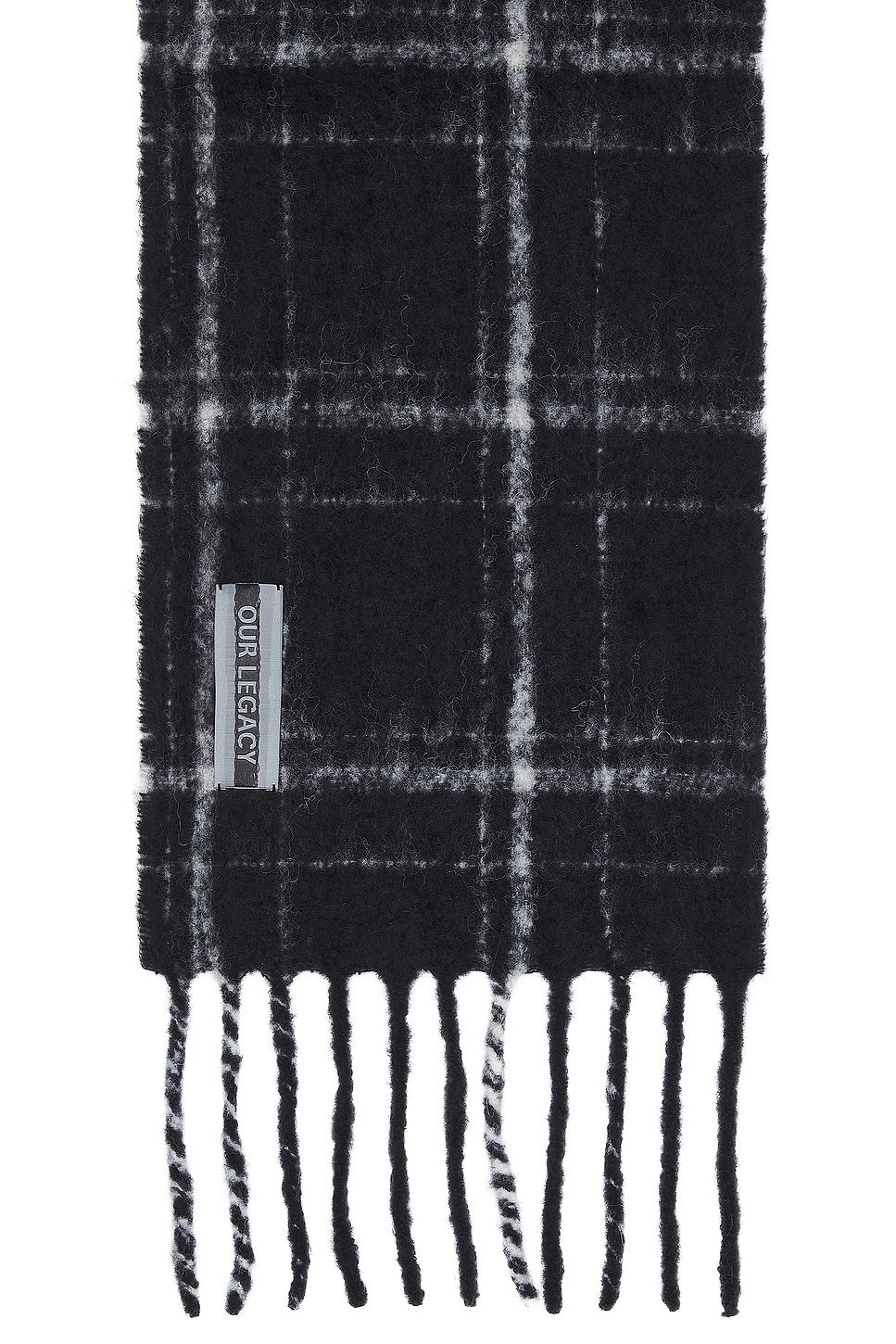 Our Legacy Estate Scarf in Black Fuzzy Alpaca Check | REVOLVE