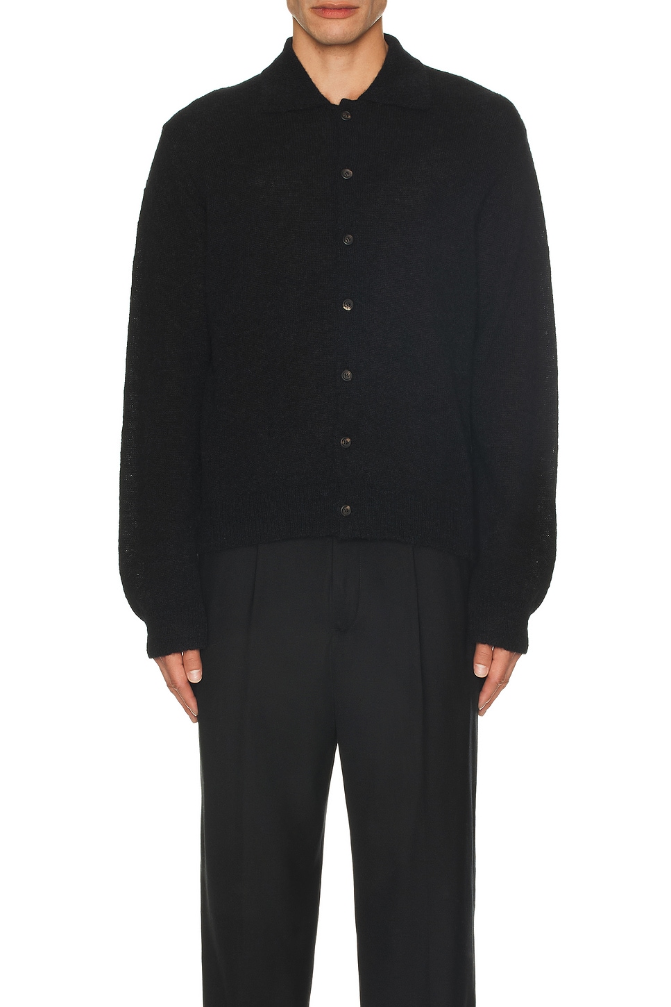 Our Legacy Evening Polo in Black Fuzzy Alpaca | REVOLVE