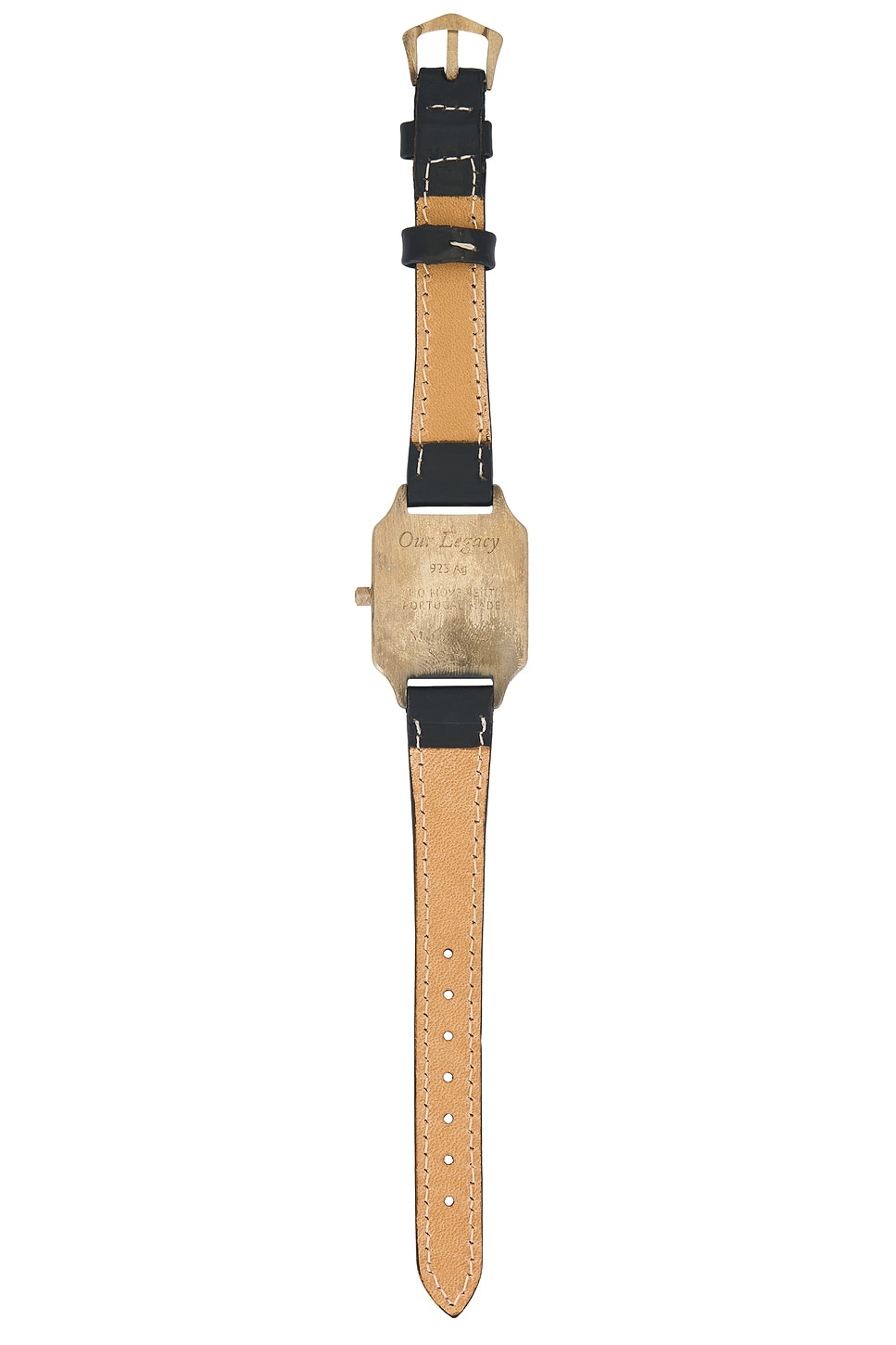 良品 名作 OUR LEGACY ノー タイム ウォッチ ブラック ストラップ Our Legacy No Time Watch in Sterling Silver Black Strap | REVOLVE