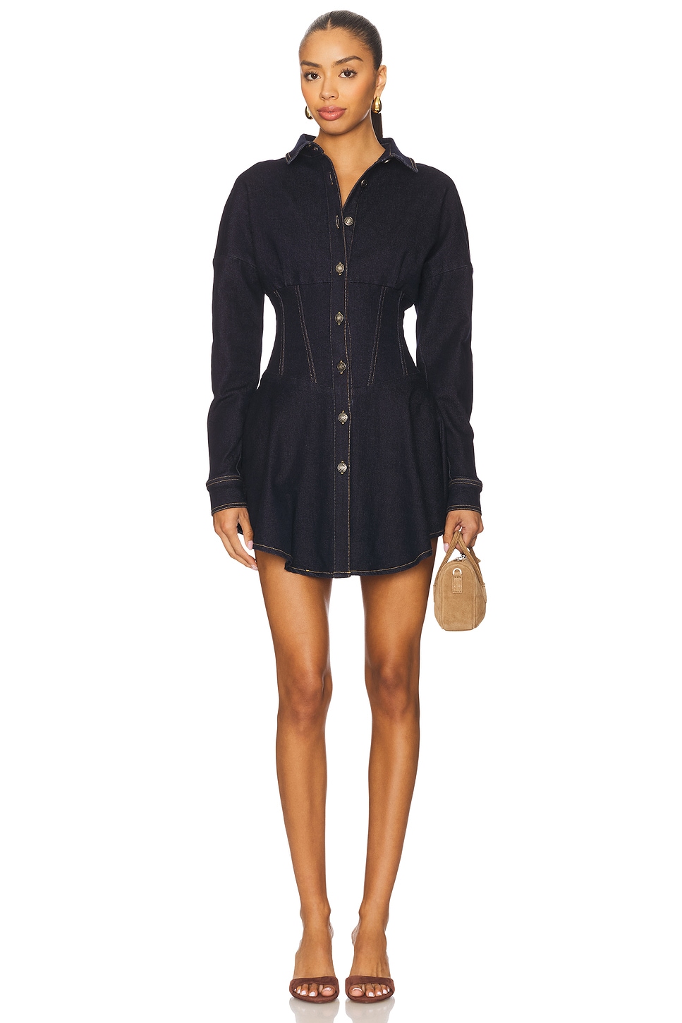 OW Collection Ella Denim Shirt Dress in Dark Wash | REVOLVE