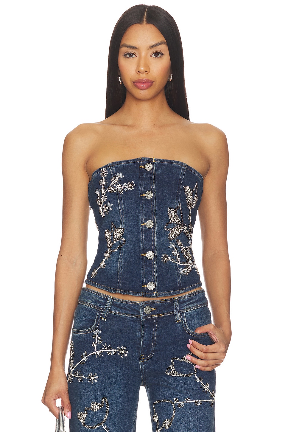 Nova Embellished Denim Top - thumbnail 2
