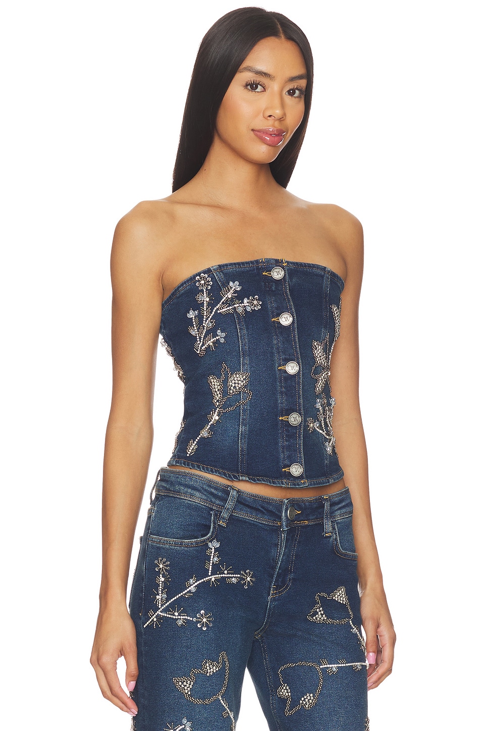 Nova Embellished Denim Top - thumbnail 3