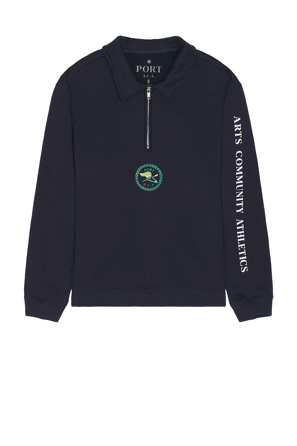 PORT A.C.A Cadet Quarter Zip Sweatshirt in Navy | REVOLVE