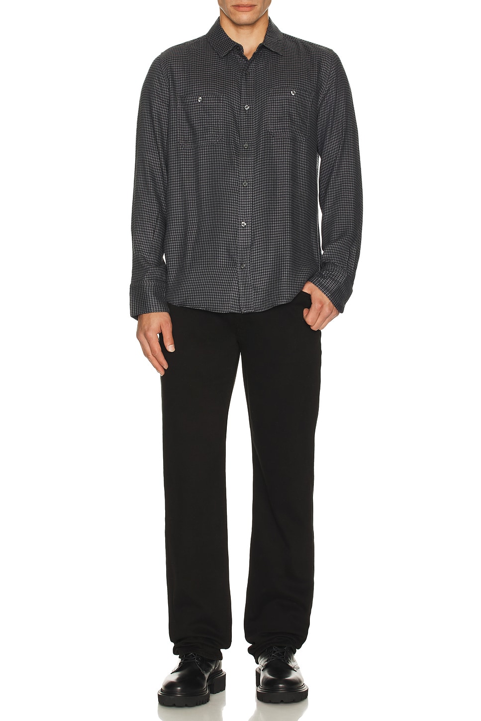 everett gingham dress shirt Paige Everett Plaid Flannel Button-Up Shirt In Navy Lake - 60% Off