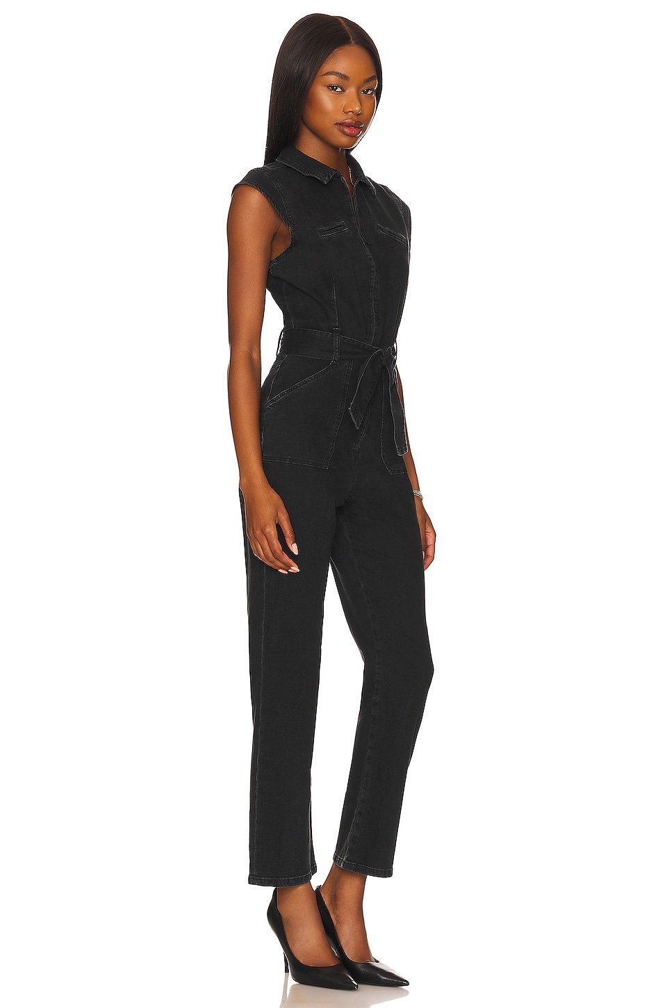 PAIGE Jett Cap Sleeve Utility Jumpspuit in Black Dove