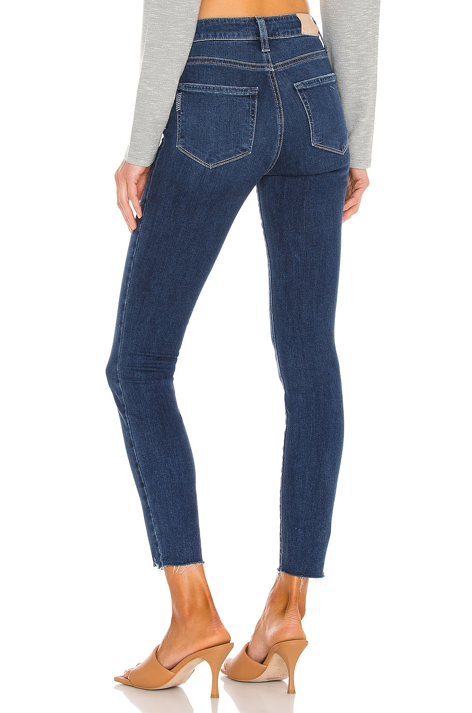 PAIGE Women's Hoxton Ankle Skinny Jeans – High Rise, Raw Hem, Black Shadow Wash