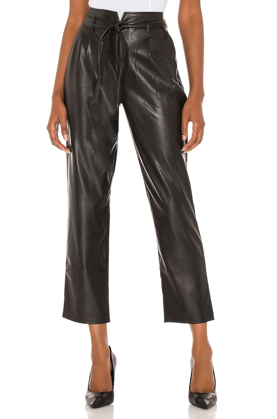 PAIGE Melila Vegan Leather Pant in Black | REVOLVE