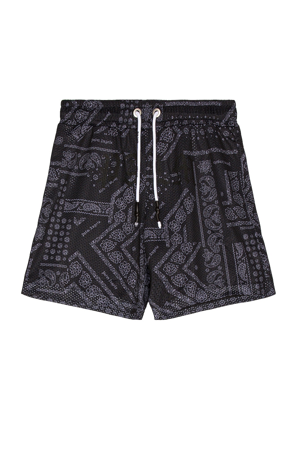 Palm Angels Bandana Mesh Shorts in Black & Black | REVOLVE