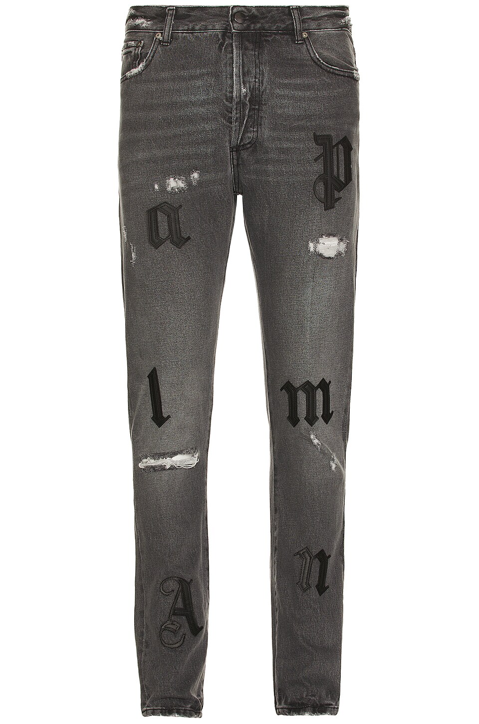 Palm Angels Logo Patch Classic 5 Pocket Pant in Medium Grey