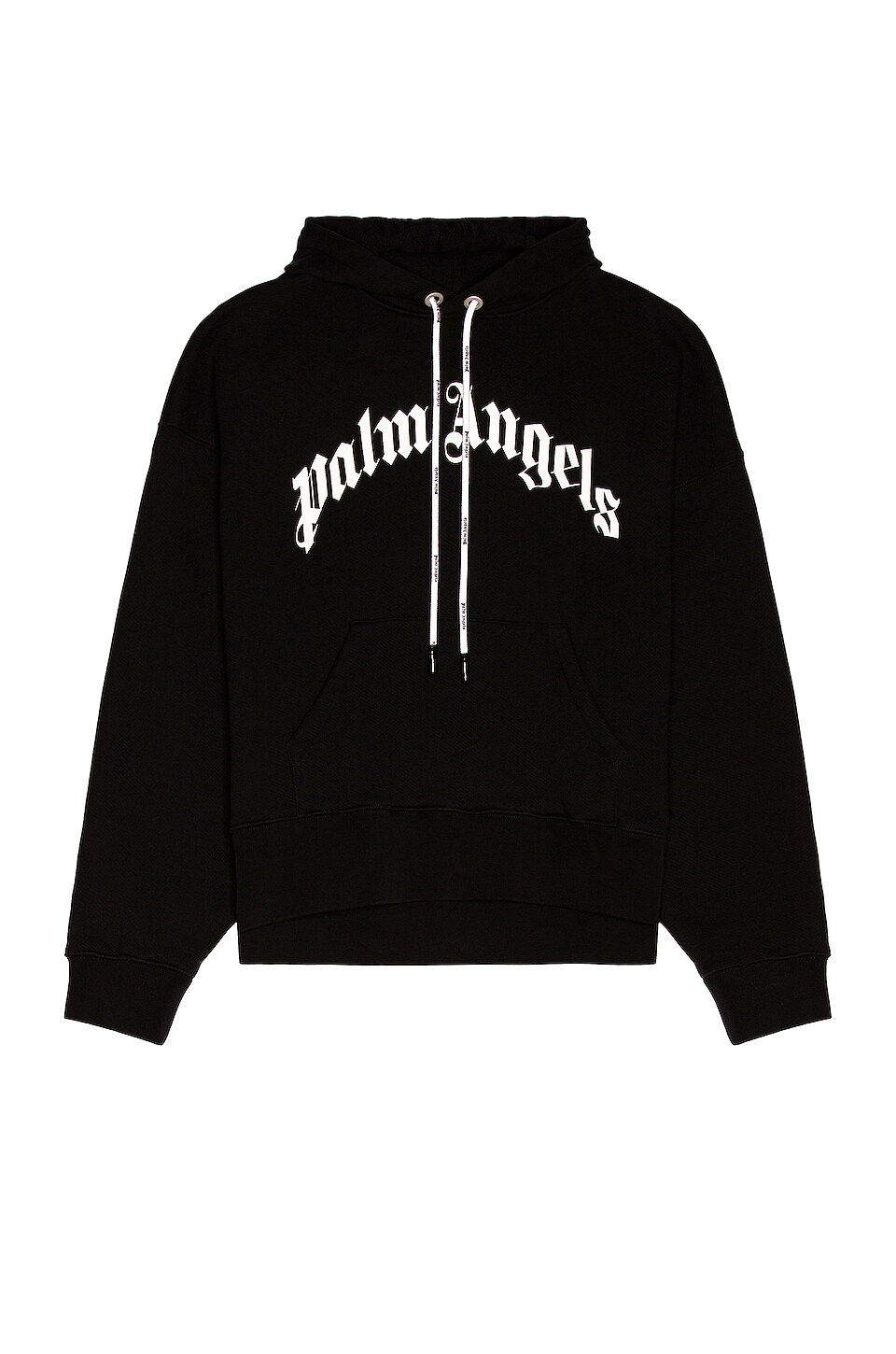 Palm Angels Curved Logo Hoodie in Black & White