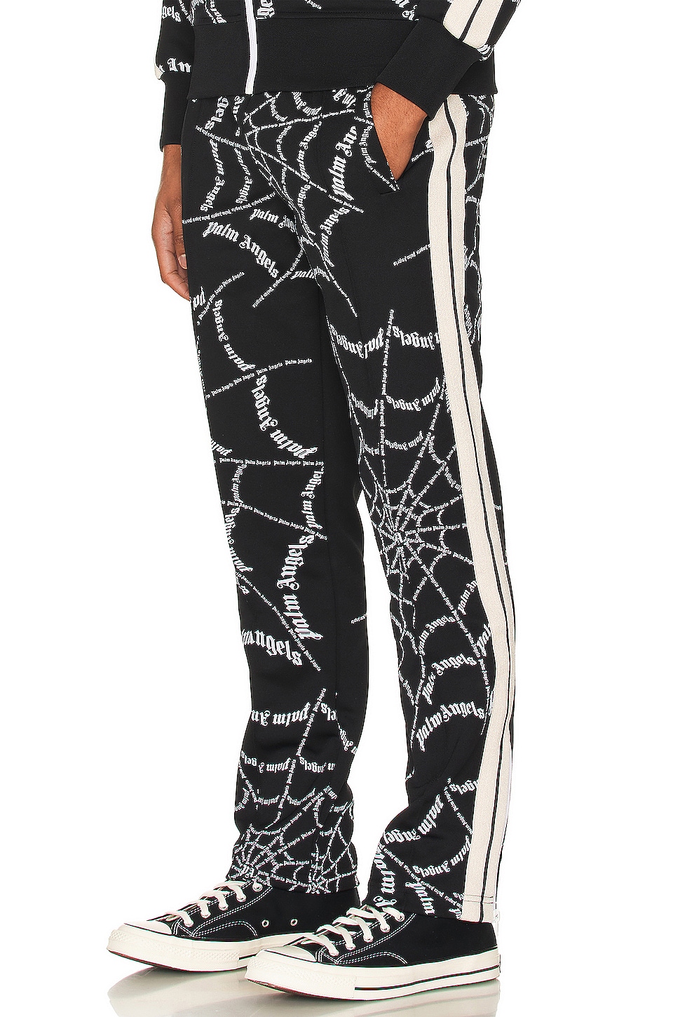 Palm Angels Spider Web Classic Track Pant in Black & White