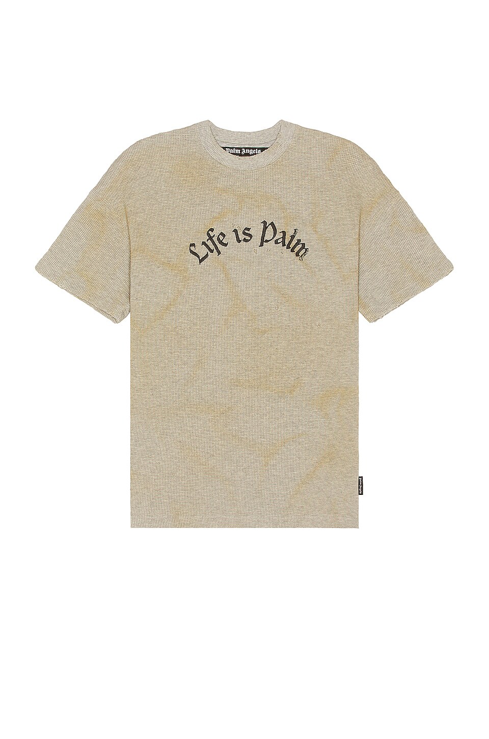 Palm Angels Life Is Palm Washed Tee in Grey & Black